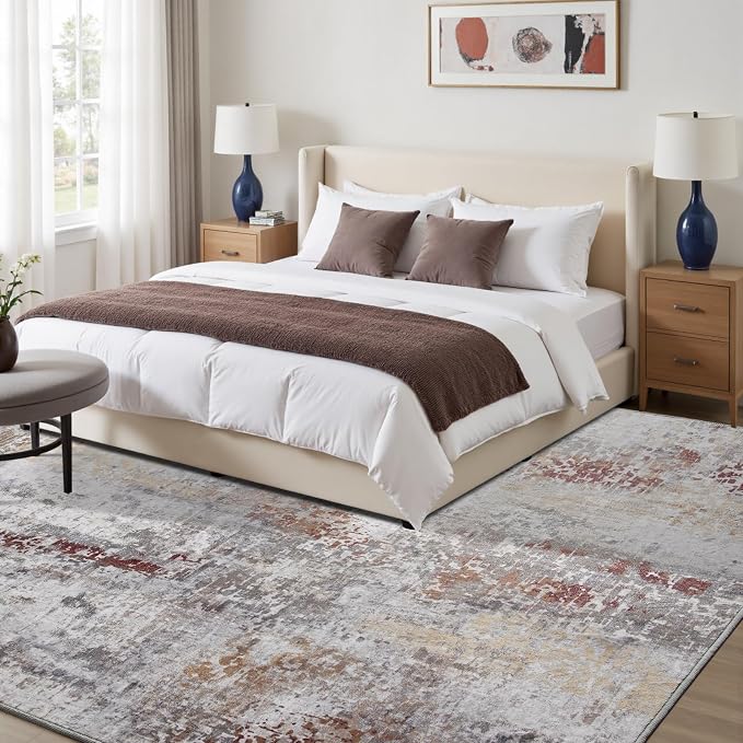Toneed Abstract Area Rug 6x9 Modern Washable Rug Soft Non Slip Rug Low Pile - Image 5