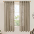 LAMIT Linen Curtains 60 Inch Length 2 Panels, Light Filtering Panels Back Tab by LAMIT