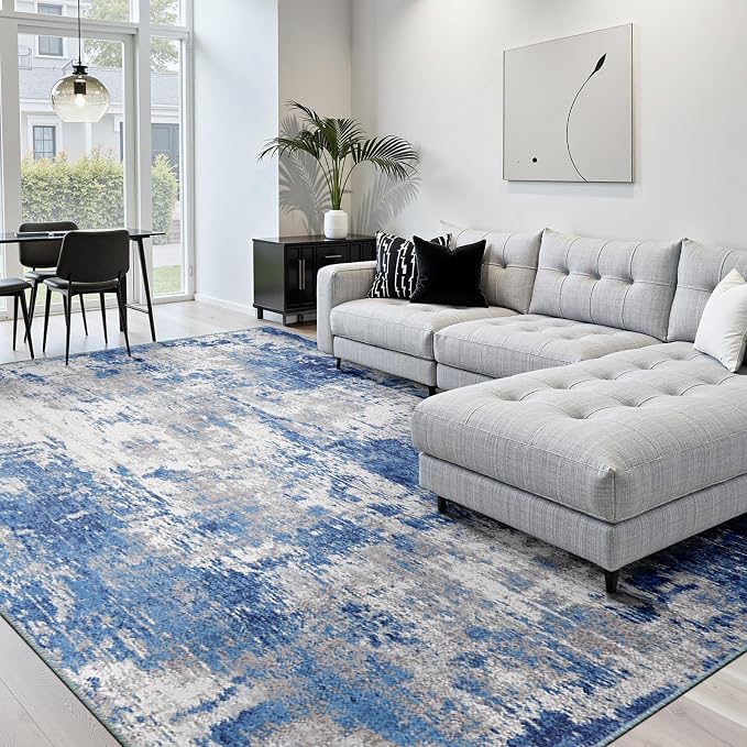 Washable Area Rugs 7x10 Non-Slip Modern Abstract Soft by RELEANY