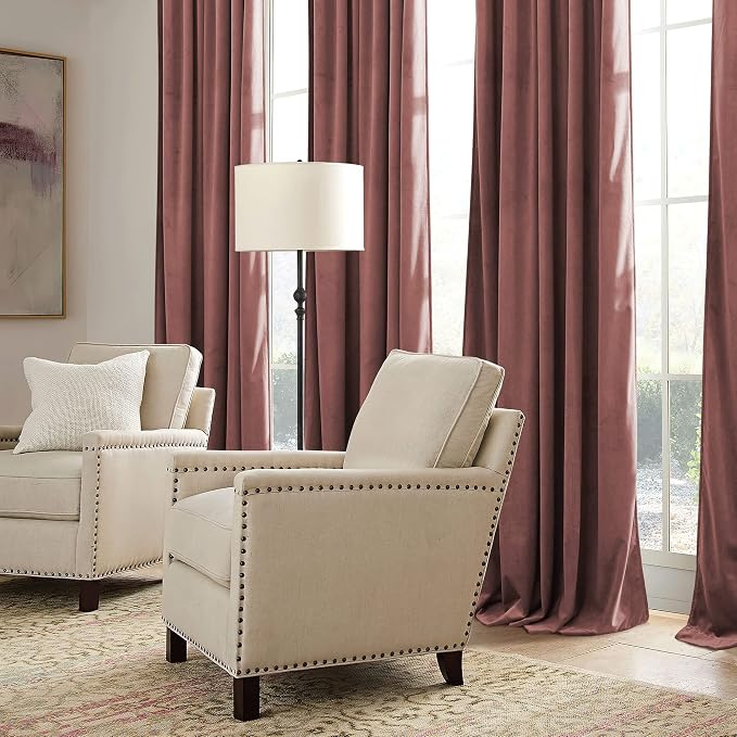 RYB HOME Pink Velvet Curtains 72 inches - Image 5