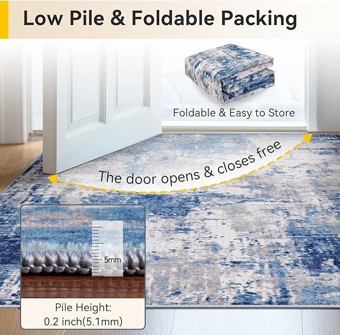 Washable Area Rugs 5'x8' Non-Slip Modern Abstract Soft - Image 6