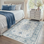 Area Rugs 4'x6' Washable Non-Slip, Floral Vintage Distress Print Pattern - Image 8