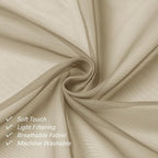 Lecloud Taupe Sheer Curtains 96 Inches Long 2 Panels, Modern Voile Solid - Image 6