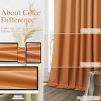 Guken Orange 100% Blackout Linen Curtains 120 Inch Length 2 Panels Set - Image 7