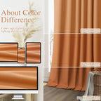 Guken Orange 100% Blackout Linen Curtains 102 Inch Length 2 Panels Set - Image 8