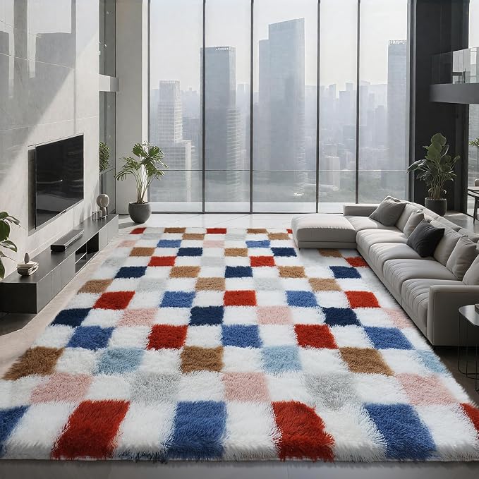 Large Shag Area Rug for Bedroom Living Room, 9x12 Fluffy Soft Colorful - Image 7
