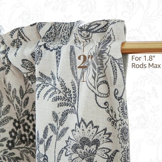 jinchan Linen Valance Curtain Farmhouse Floral Printed Small Window Curtain - Image 9