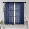 Chyhomenyc Navy Blue Sheer Curtains 63 Inch Length 2 Panels Set, Light by Chyhomenyc