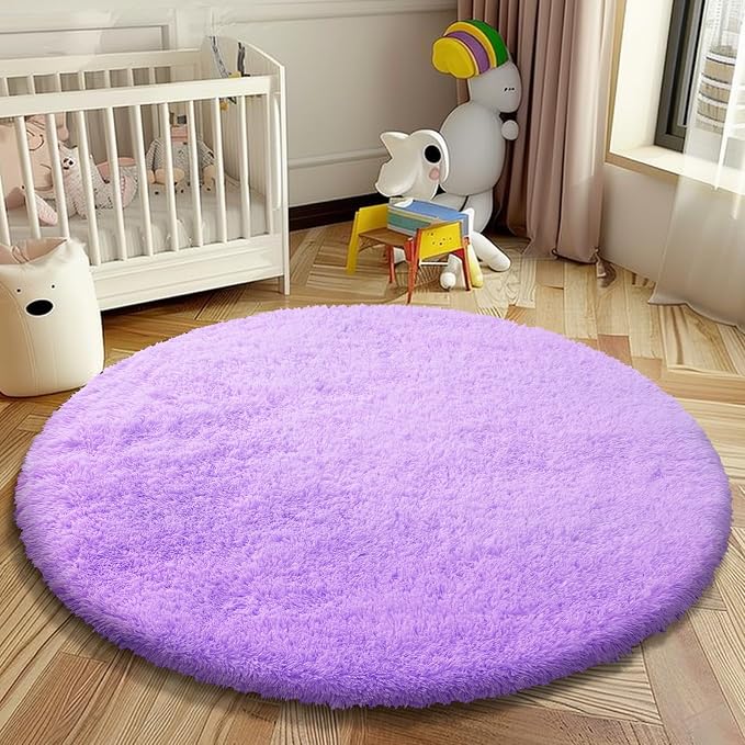 Super Soft Circle Rugs for Girls Princess Castle Toddlers Play Tent 5 Diameter - Image 5