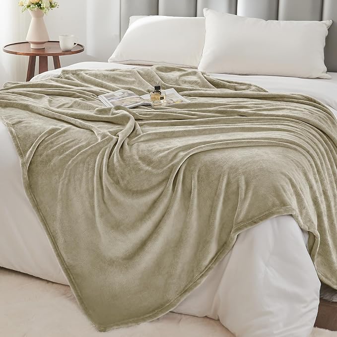 BEDELITE Fleece Blanket Oat Linen Throw Blankets - Image 6