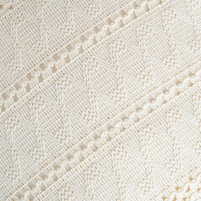 Fancy Homi Set of 1 Boho Cream Decorative Throw Pillow Cover 16x16 Inch - Image 4