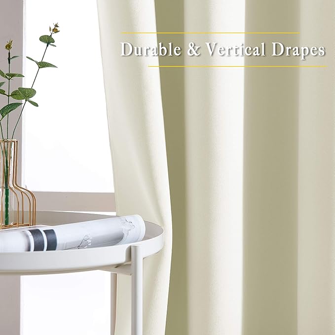 NICETOWN Beige Room Darkening Bedroom Curtains 96 inches Long, Grommet Thermal - Image 5