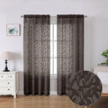 Lecloud Leia Living Room Chocolate Brown Sheer Curtains 72 Inch Length 2 Panels by Lecloud