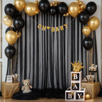 Black Backdrop Curtain Sheer Tulle Backdrop Curtain - Image 2