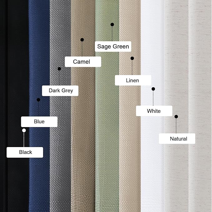 OWENIE Bob Valance Curtains 18 Inch Length 1 Piece, Faux Linen Slub Solid Black - Image 7