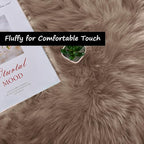 Goolela Beige Round Rug 4ft Fluffy Sheepskin Faux Fur Rug - Image 5