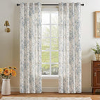 jinchan Linen Floral Curtains 84 Inch Length by JINCHAN