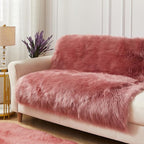 AMTOVO Faux Fur Sheepskin Rug for Living Room, 4 x 6 ft Blush Pink Fluffy Area - Image 4