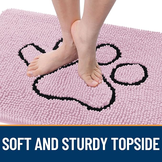 OLANLY Dog Door Mat for Muddy Paws 48x30, Paw Print Design, Absorbs Moisture - Image 4