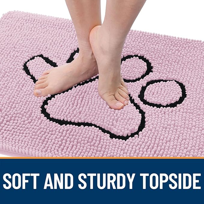 OLANLY Dog Door Mat for Muddy Paws 36x24, Paw Print Design, Absorbs Moisture - Image 4