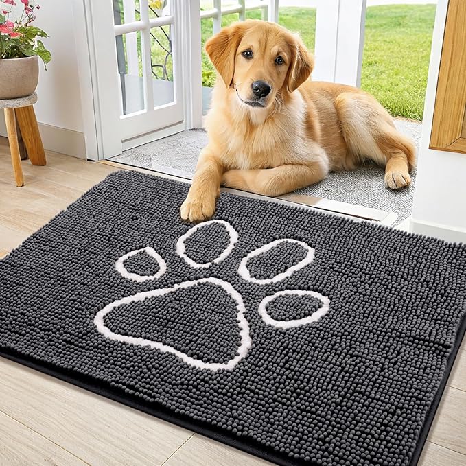Smiry Dog Door Mat for Muddy Paws, Absorbent Dirt Trapper Non Slip Quick Dry by Smiry