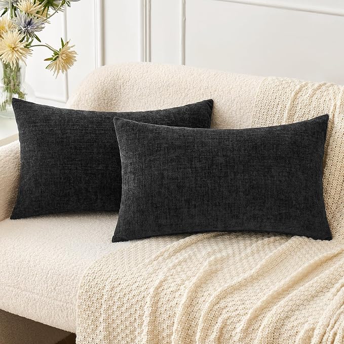MIULEE Halloween Pack of 2 Couch Throw Pillow Covers 12x20 Inch Soft Black by MIULEE