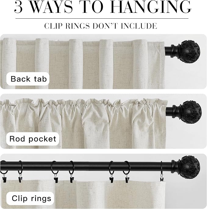 RYB HOME Natural Linen Blended Curtains - Image 7