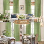 LAMIT Green Linen Curtains for Bedroom, Faux Linen Textured Light Filtering - Image 6