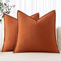 MIULEE Decorative Linen Pillow Covers 18x18 Inch Burnt Orange ​Boho Farmhouse​ by MIULEE