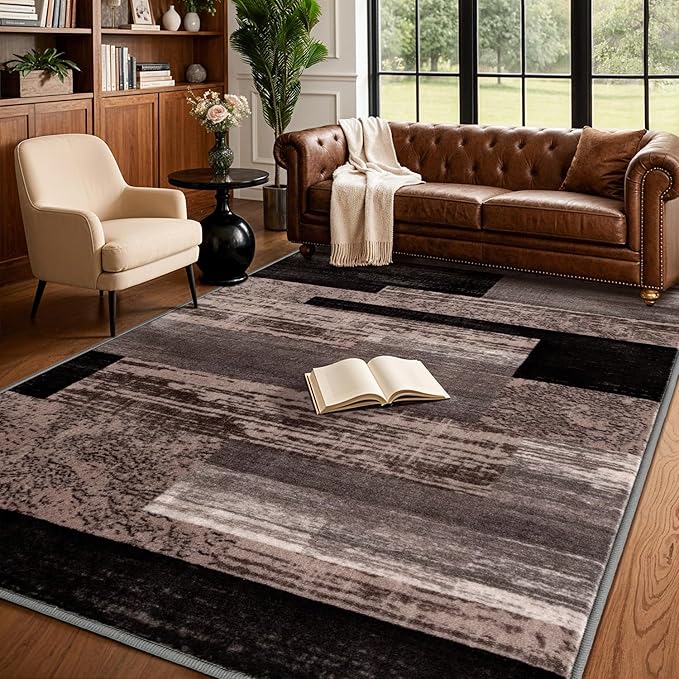 LIANLAM 6x9 Washable Area Rugs for Living Room and Bedroom, Vintage Checkered by LIANLAM