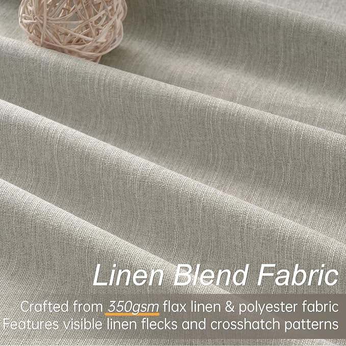 Topfinel 100% Blackout Grey Linen 96 Inch Length Curtains - Image 2