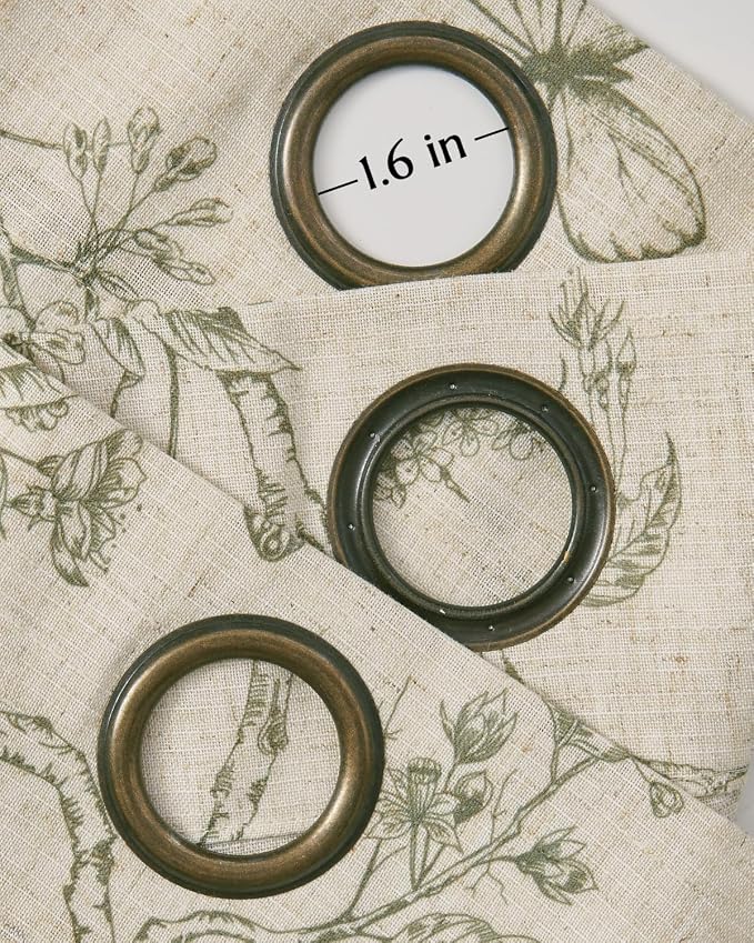 jinchan Floral Linen Curtains for Living Room 84 Inch Length Butterfly Curtain - Image 6