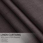 Extra Long Curtain Cocoa Coffee Morden Linen Blend Light Filtering Back Tab - Image 2