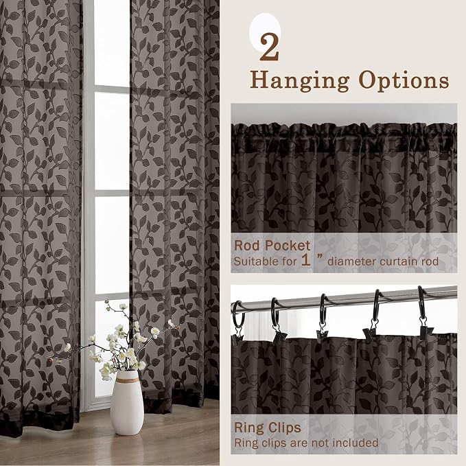 Chyhomenyc Chocolate Sheer Curtains 54 Inch Length - Image 8