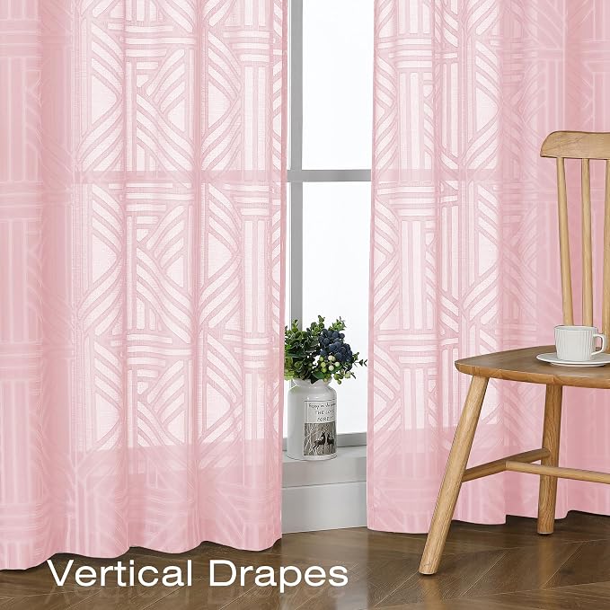 Simplebrand Blush Semi Sheer Curtains 84 Inches Long 2 Panels, Light Filtering - Image 5