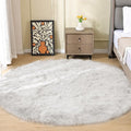 ORINOVA White Shag Round Rugs 6ft Washable Faux Sheepskin Fluffy Fur Area Rugs by ORINOVA