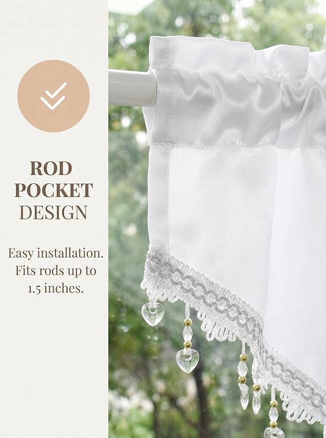 Molaxhome Swag Curtain 51 inch Length Rod Pocket Scalloped Curtain Valance - Image 4