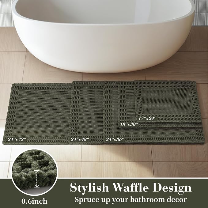 RESARE Waffle Bathroom Runner Rugs, Super Absorbent Bath Mat Non Slip Washable - Image 5