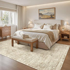 5x7 Area Rugs Brown Low Pile Indoor Washable Trendy Faded Style Floral Rugs - Image 3