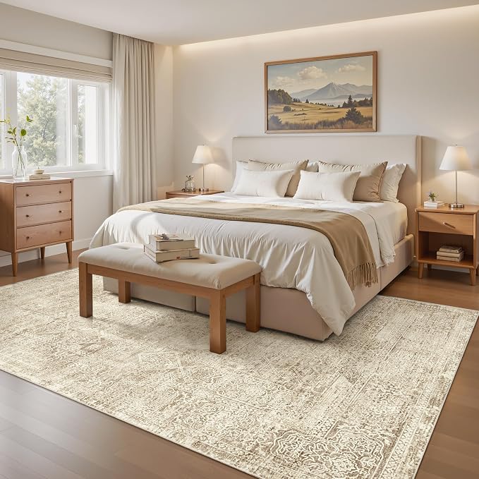 6x9 Area Rug for Living Room Floral Washable Non-Slip Modern Rugs for Bedroom - Image 2