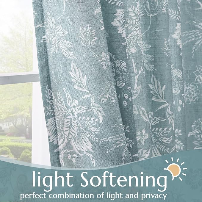 jinchan Linen Floral Curtains for Living Room, 96 Inch Length Curtains - Image 5