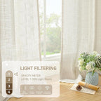 LAMIT 68 inch Semi Sheer Linen Curtains 2 Panels Set, Cream Ivory Light - Image 4