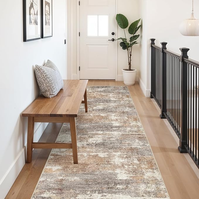 3x10 Washable Kitchen Runner Rug: Modern Abstract Runners - Image 3