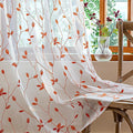 AmHoo 2 Panels Embroidered Leaf Pattern Semi Sheer Curtains Foliage Floral by AmHootextile