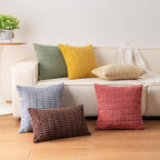 Pack of 2 Corduroy Decorative Throw Pillow Covers 18x18 Inch Soft Striped - Image 6
