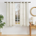 NICETOWN Linen Burlap Bedroom Curtains 63 inches Long, Grommet Semi Sheer Flax by NICETOWN