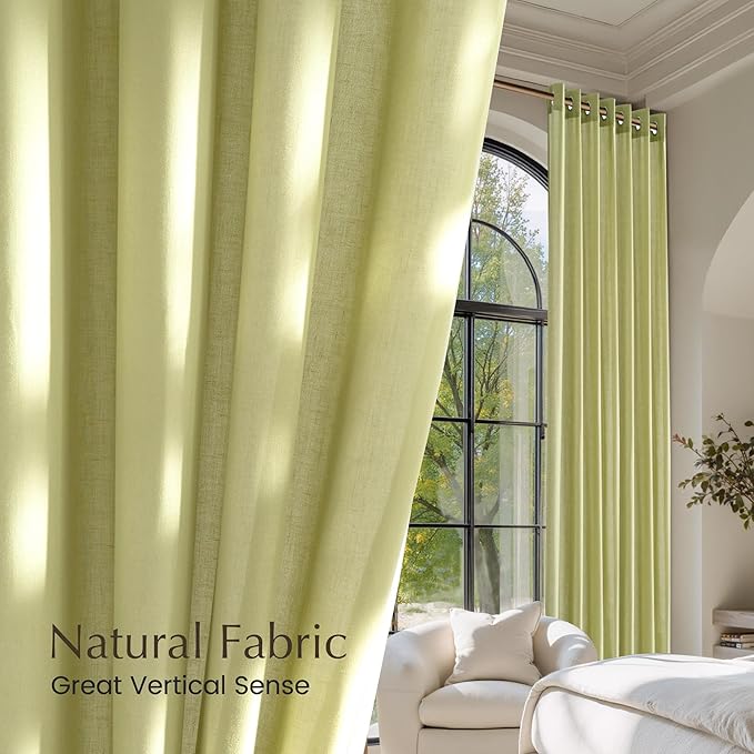 NICETOWN Fresh Green Linen Farmhouse Curtains 96 inches Long, Grommet Thick - Image 5