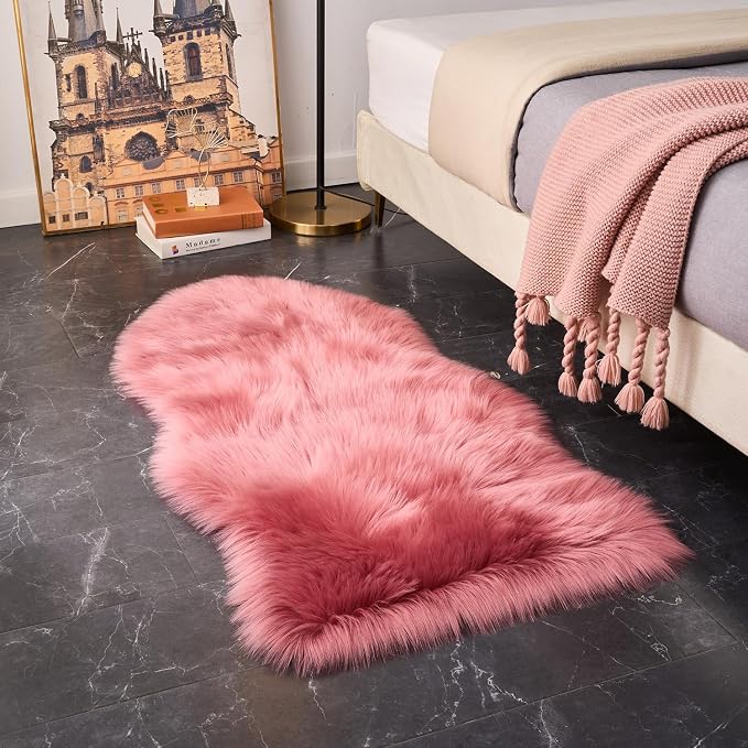EasyJoy Ultra Soft Fluffy Shaggy Area Rug Faux Fur Rug Chair Cover Seat Pad - Image 3