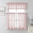 Lecloud Leia Blush Pink Sheer Kitchen Curtains 30 Inch Length 2 Pcs, Leaf - Image 8
