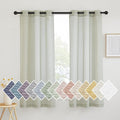 NICETOWN Semi Sheer Sage Green Linen Curtains 63 inch Length, Grommet Rustic by NICETOWN